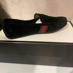 Gucci Black Suede Loafers with Green and Red Accent Gucci suede loafers green - Gem main image 4